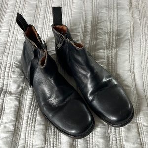 Bed stu - Black leather Chelsea boots with double zippers - Mens 8, Womens 10